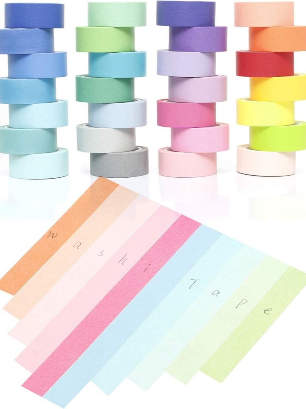 28 Rolls Colorful Washi Tape Set - 15mm Decorative Craft Tape for DIY